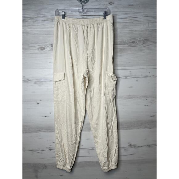 Abound Cargo Pants Womens Medium Cream Pull On Jogger Casual Pockets Relaxed Fit - Picture 6 of 10